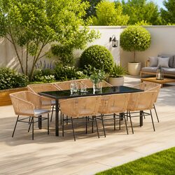 9-Piece Garden Dining Set with Durable Steel Frame