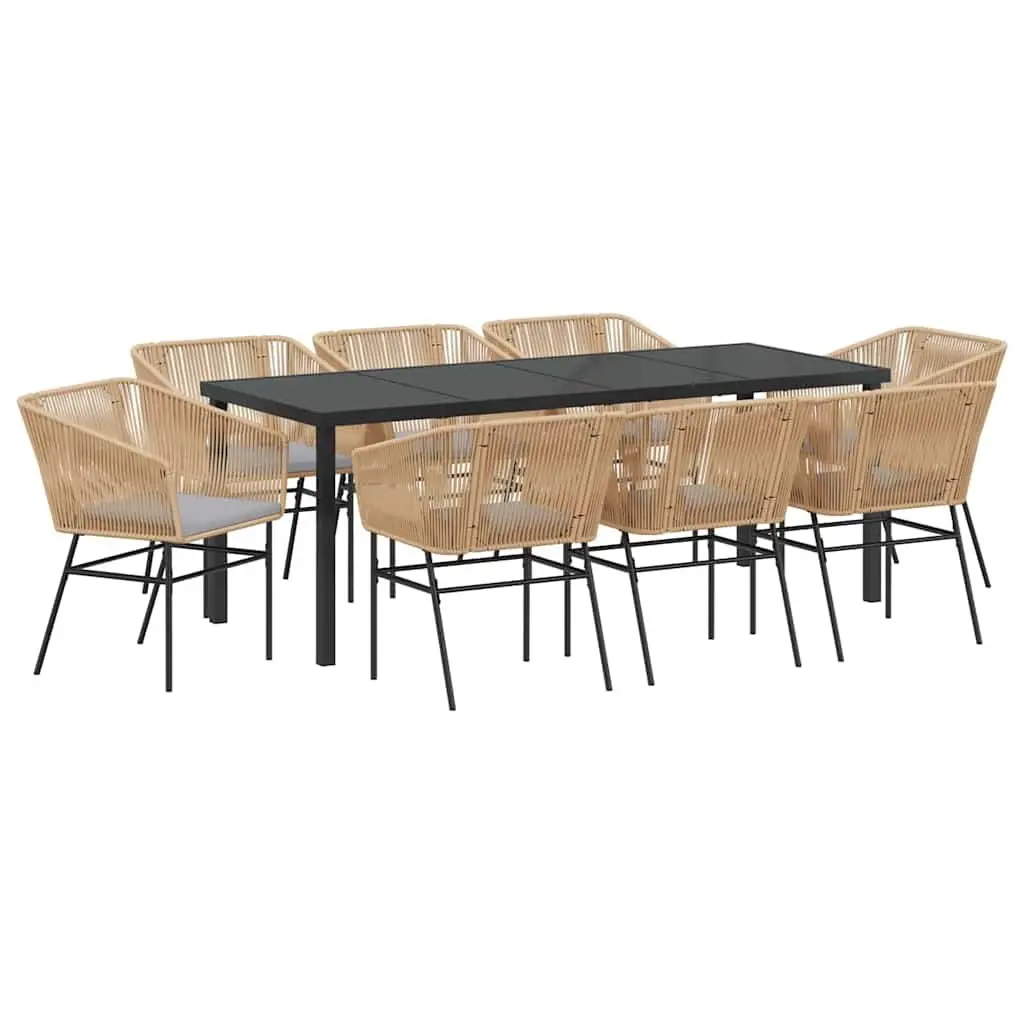 9-Piece Garden Dining Set with Durable Steel Frame