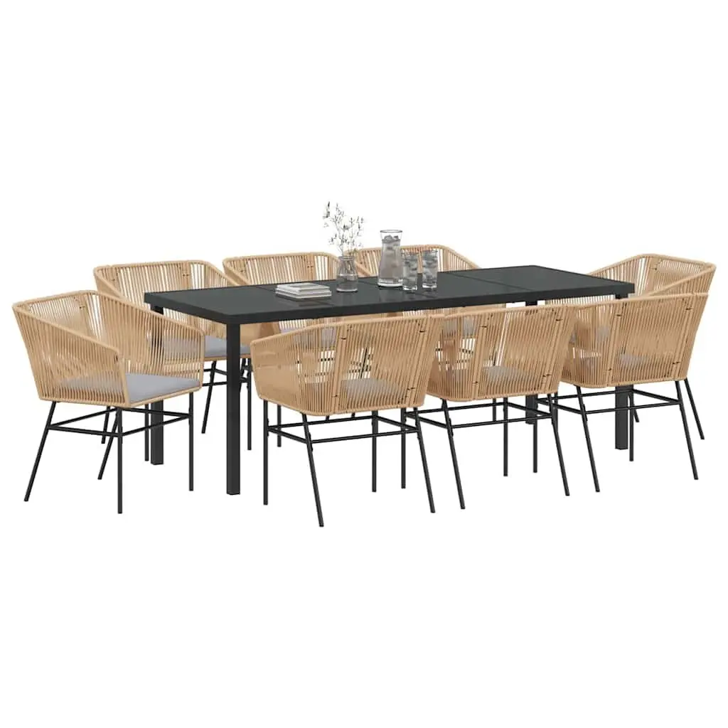 9-Piece Garden Dining Set with Durable Steel Frame