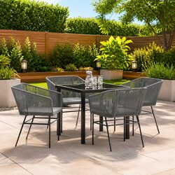 Stylish 5 Piece Garden Dining Set with Cushions