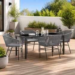Durable 5-Piece Grey Steel Garden Dining Set with Cushions