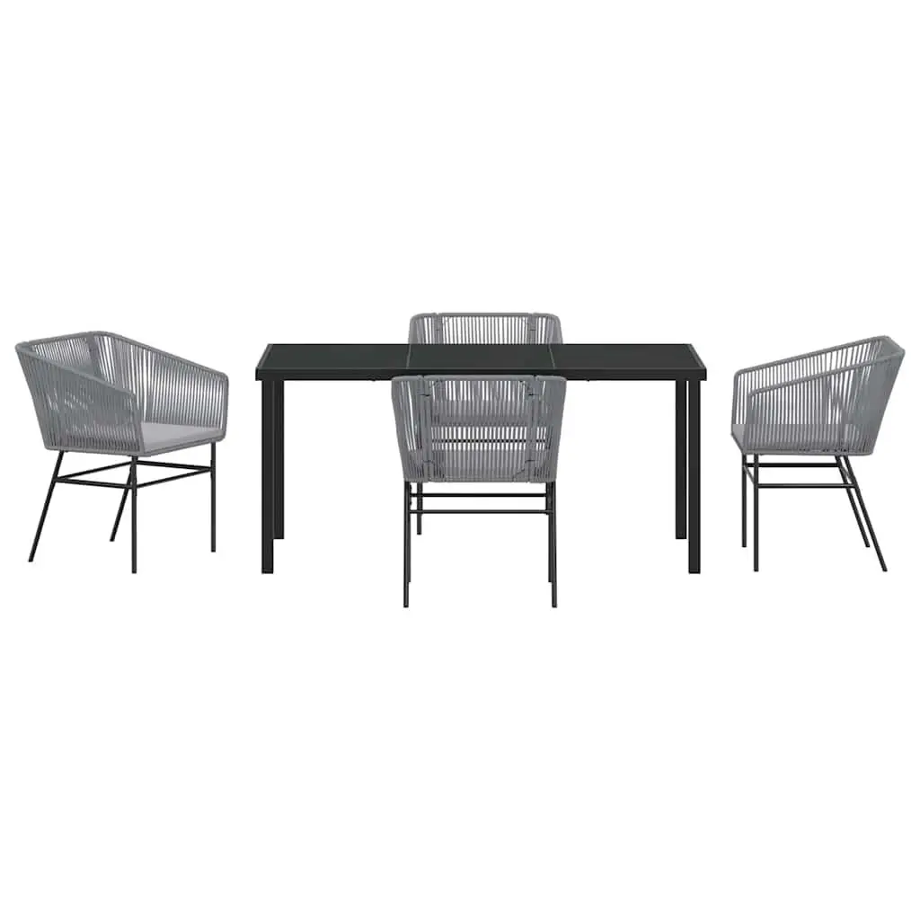 Garden Dining Set Powder-coated Steel 5 Piece Grey with Cushions