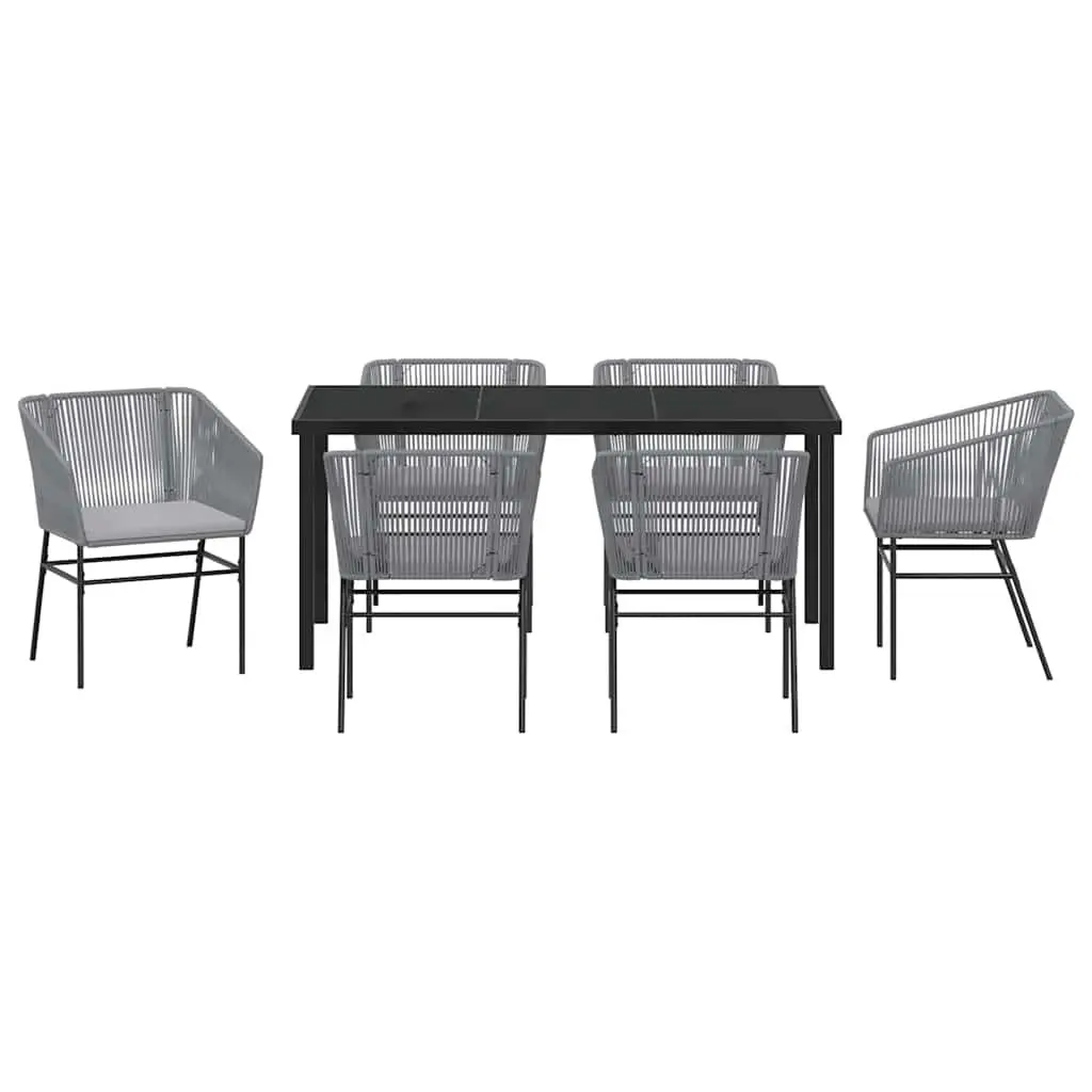 Garden Dining Set 7 Piece Outdoor Furniture Patio Table Chairs Grey Steel