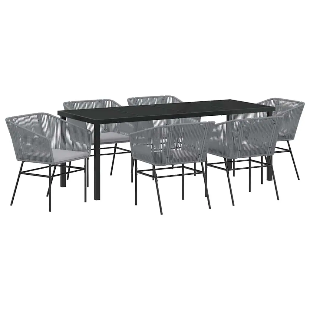 Garden Dining Set 7 Piece Outdoor Patio Furniture Rectangular Table Chairs Grey