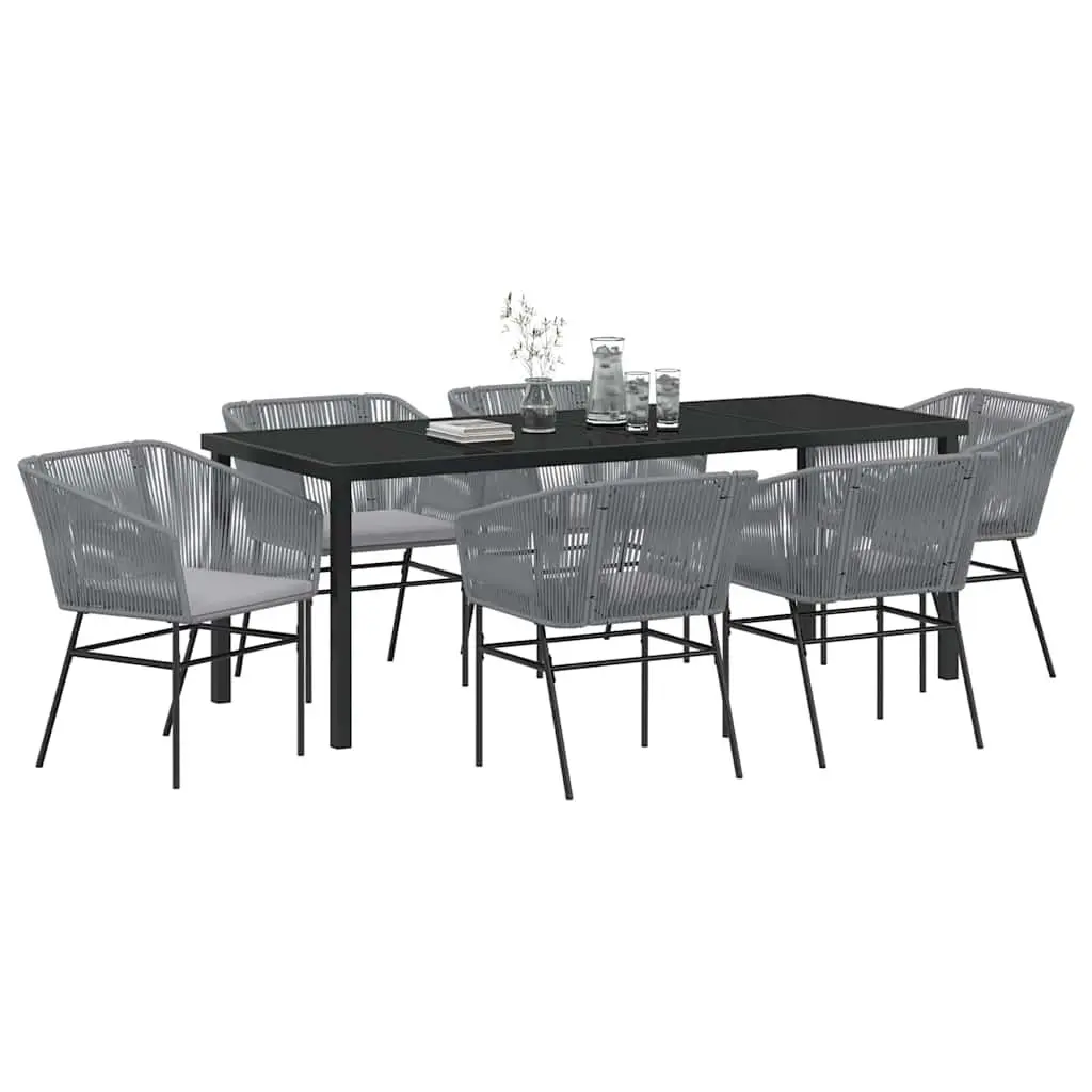 Garden Dining Set 7 Piece Outdoor Patio Furniture Rectangular Table Chairs Grey