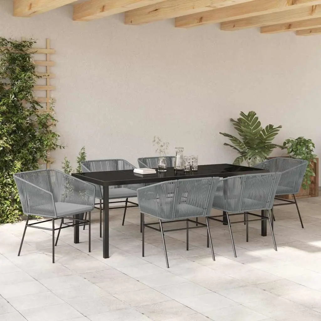 Garden Dining Set 7 Piece Outdoor Patio Furniture Rectangular Table Chairs Grey