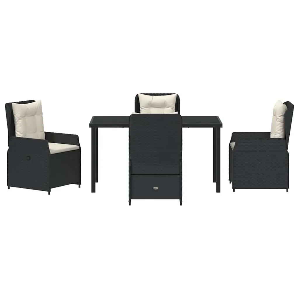 Garden Dining Set 5 Piece Outdoor Furniture Black Poly Rattan Table Chairs