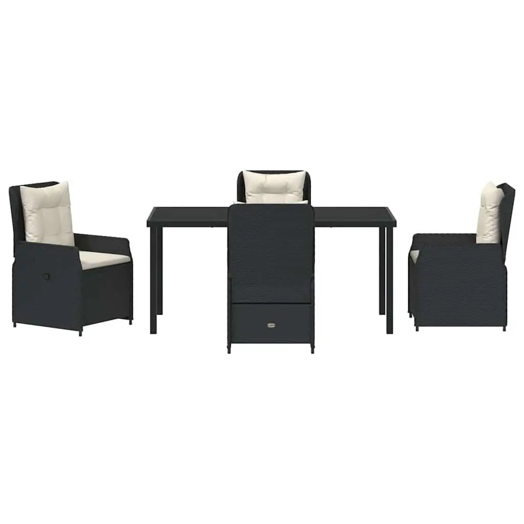 Outdoor Dining Set Poly Rattan 5 Piece Garden Furniture Black Table Chairs