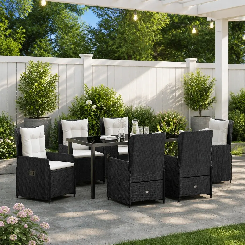 Black Outdoor 7-Piece Garden Dining Set