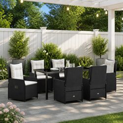 Premium Black Outdoor 7-Piece Garden Dining Set
