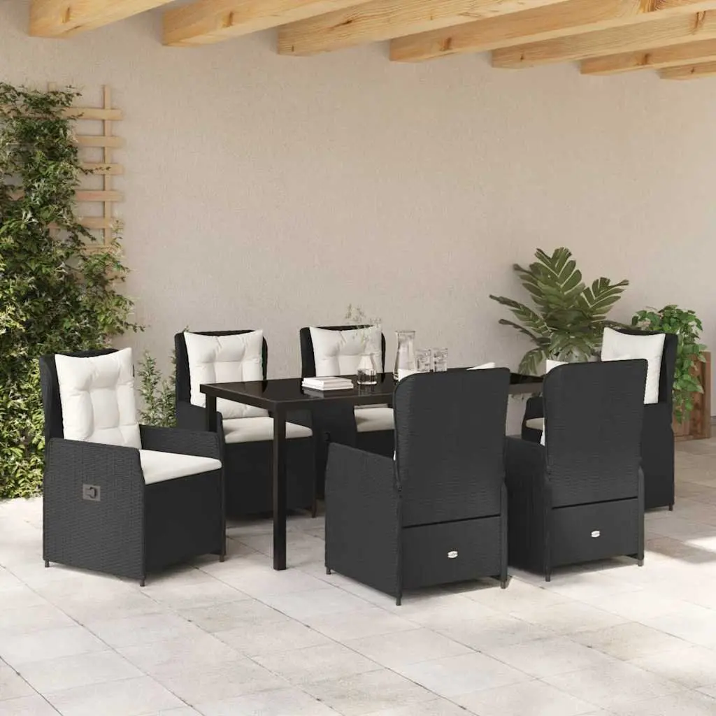Black Outdoor 7-Piece Garden Dining Set