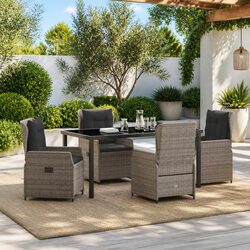 Premium 5-Piece Grey Poly Rattan Dining Set
