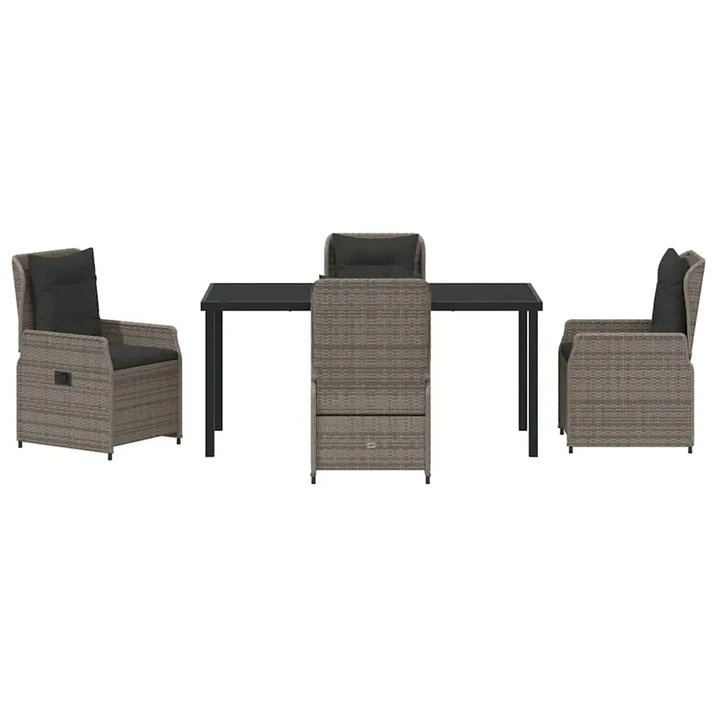 5-Piece Grey Poly Rattan Dining Set