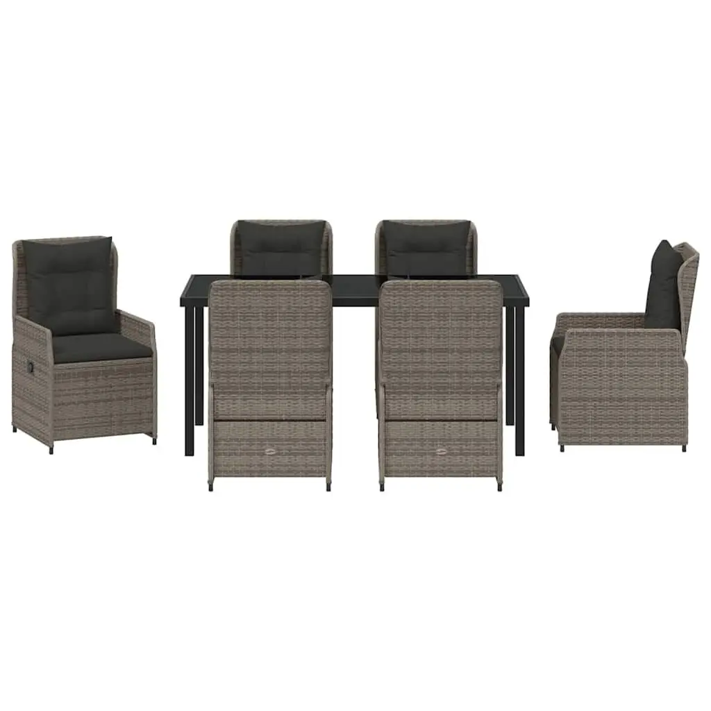7-Piece Grey Poly Rattan Outdoor Dining Set