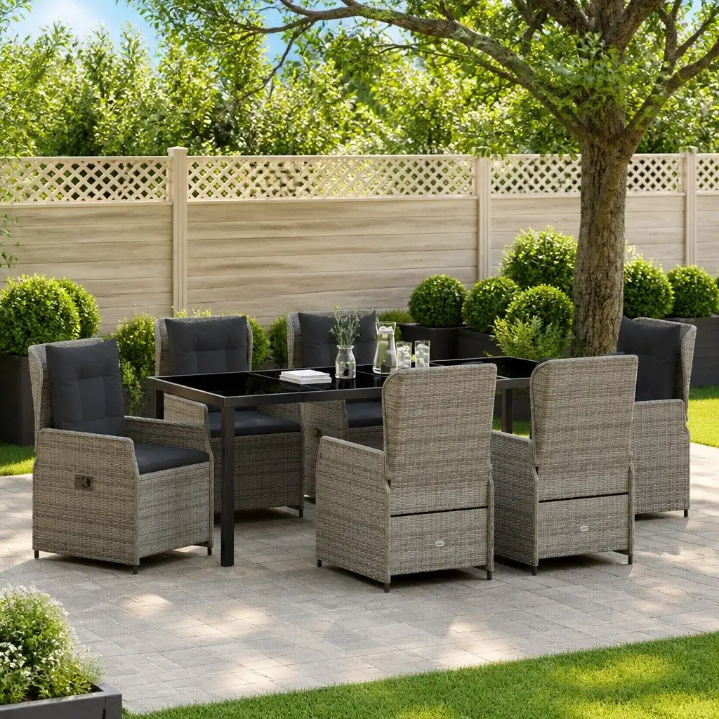 7-Piece Grey Garden Dining Set for Outdoor Use