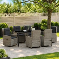 Stylish 7-Piece Grey Garden Dining Set for Outdoor Use