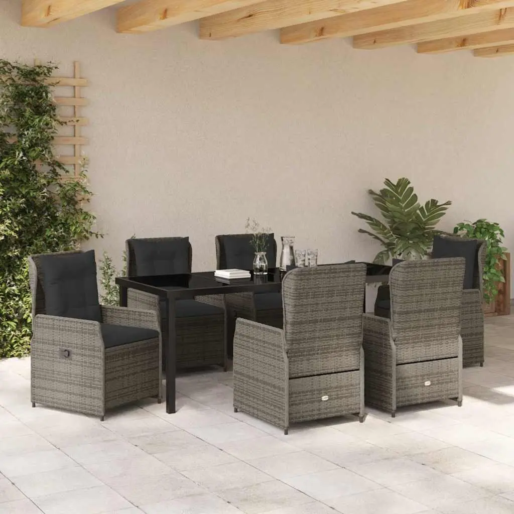 7-Piece Grey Garden Dining Set for Outdoor Use