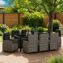 9-Piece Grey Outdoor Dining Set for Patio or Garden