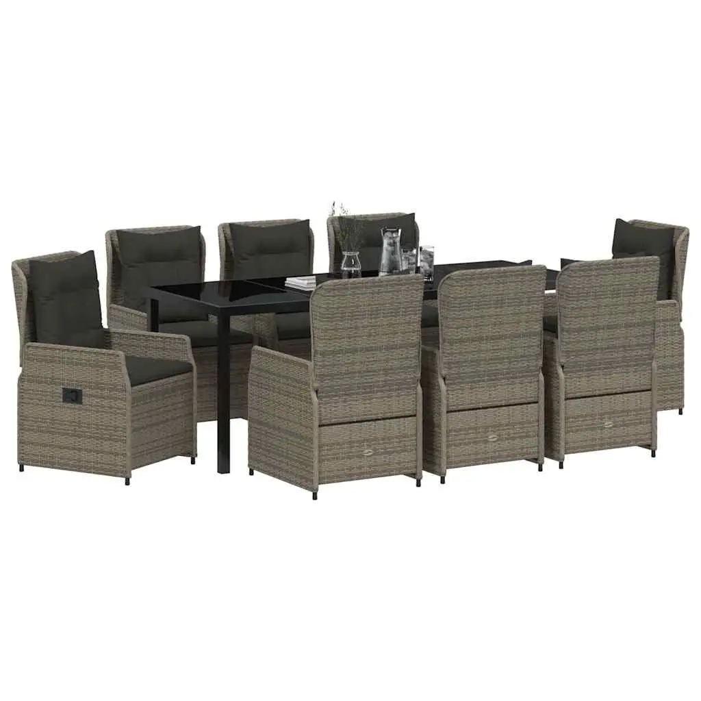 9-Piece Grey Outdoor Dining Set for Patio or Garden