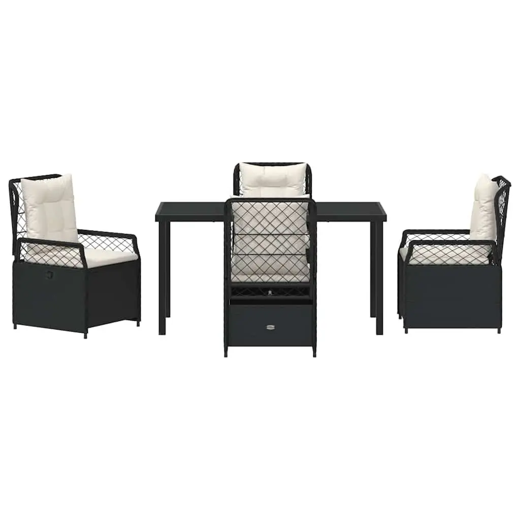 5-Piece Black Poly Rattan Outdoor Dining Set