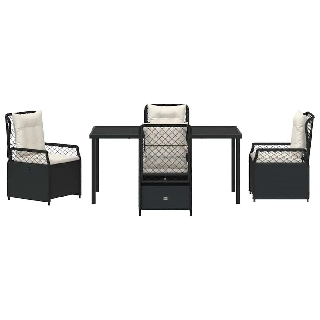 5 Piece Garden Dining Set with Black Poly Rattan