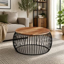 Brown Wooden Coffee Table Ø68 cm for Living Rooms