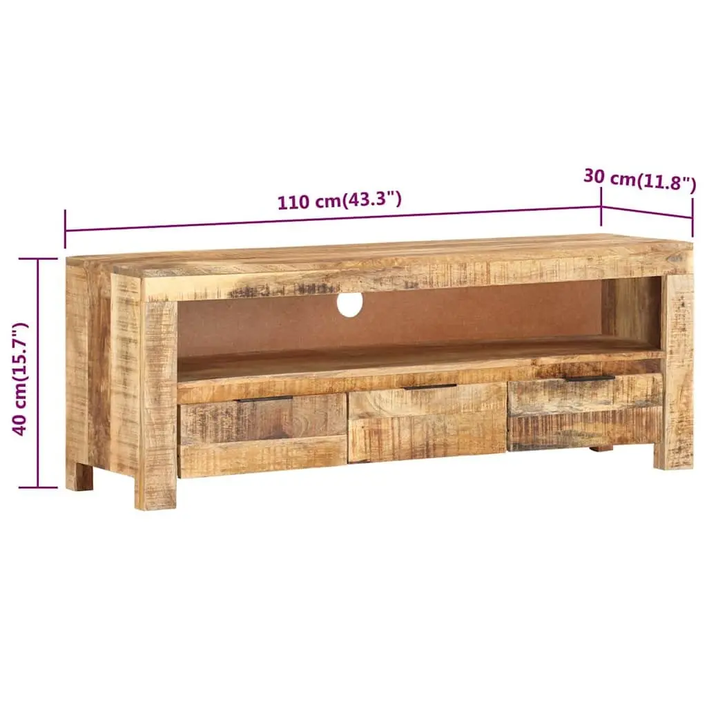TV Cabinet Rough Mango Wood 110x30x40 cm Brown