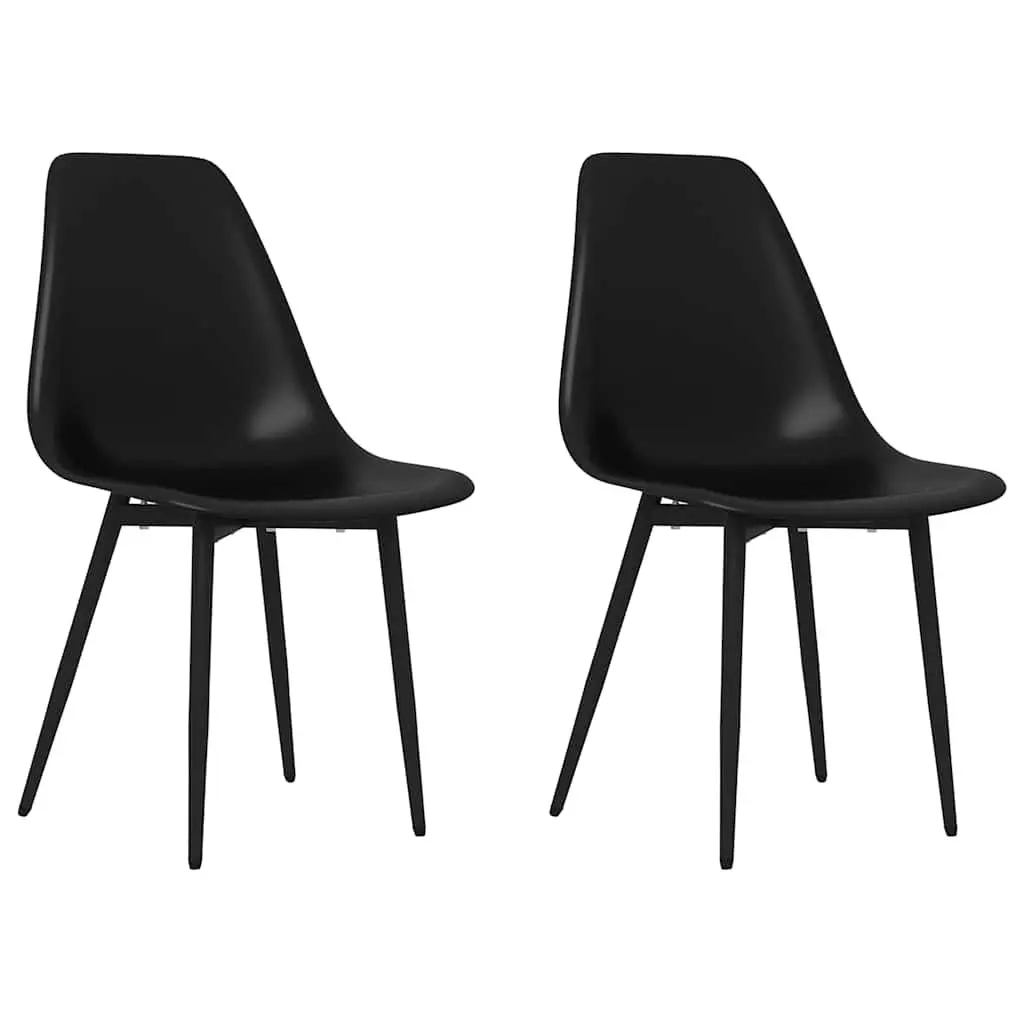 Dining Chairs Polypropylene Black Ergonomic Curved Backrest Metal 2 Piece