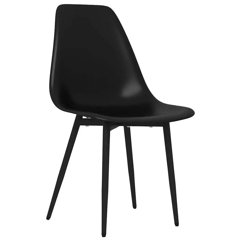 Dining Chairs Polypropylene Black Ergonomic Curved Backrest Metal 2 Piece