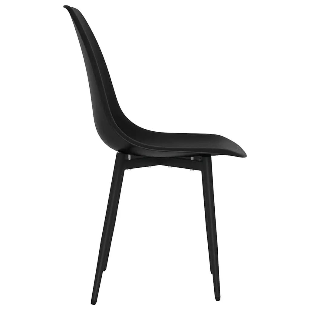 Dining Chairs Polypropylene Black Ergonomic Curved Backrest Metal 2 Piece