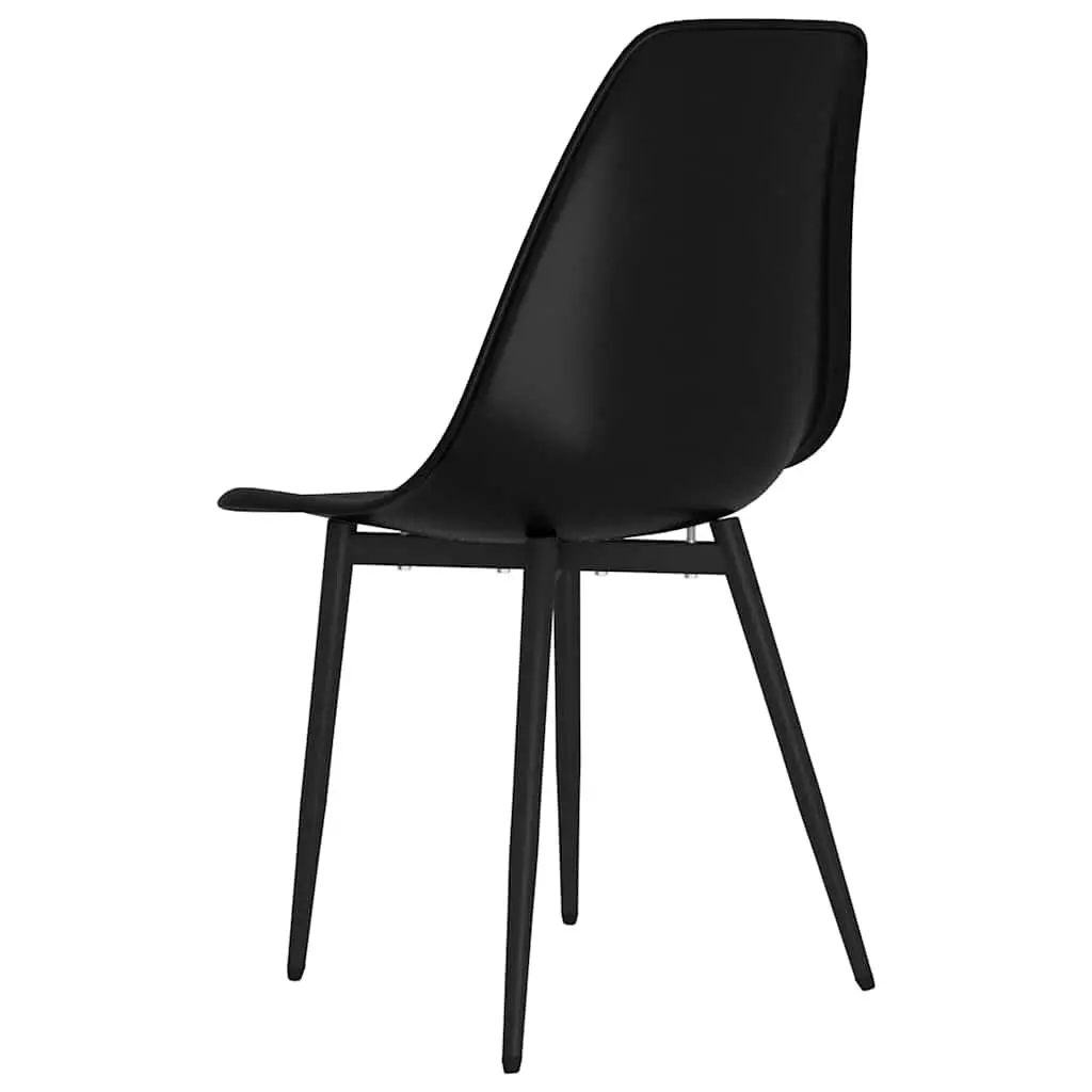 Dining Chairs Polypropylene Black Ergonomic Curved Backrest Metal Legs Set of 4