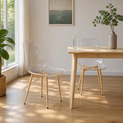 2 pcs Modern Dining Chairs with Transparent Seats