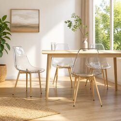 Ergonomic Dining Chairs Set of 4 with Transparent Seats