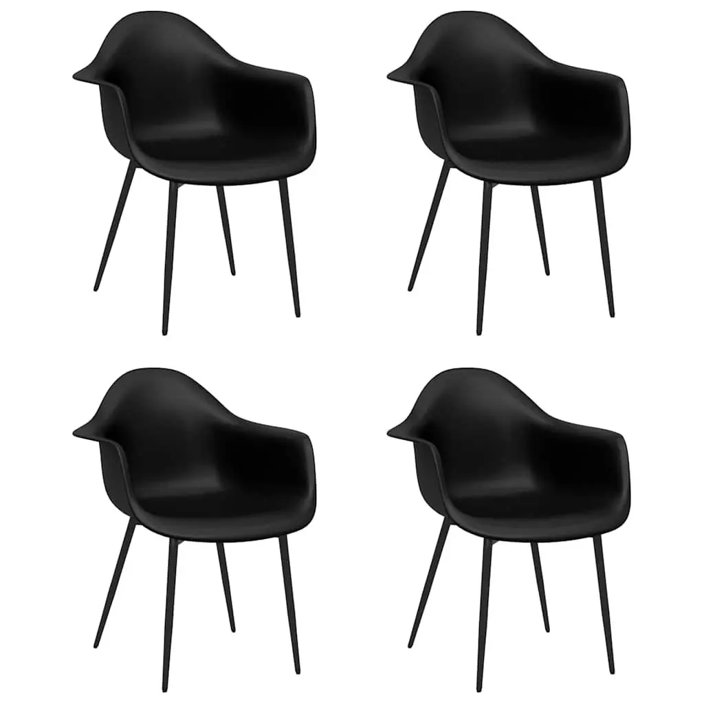 Black Polypropylene Dining Chairs with Metal Legs