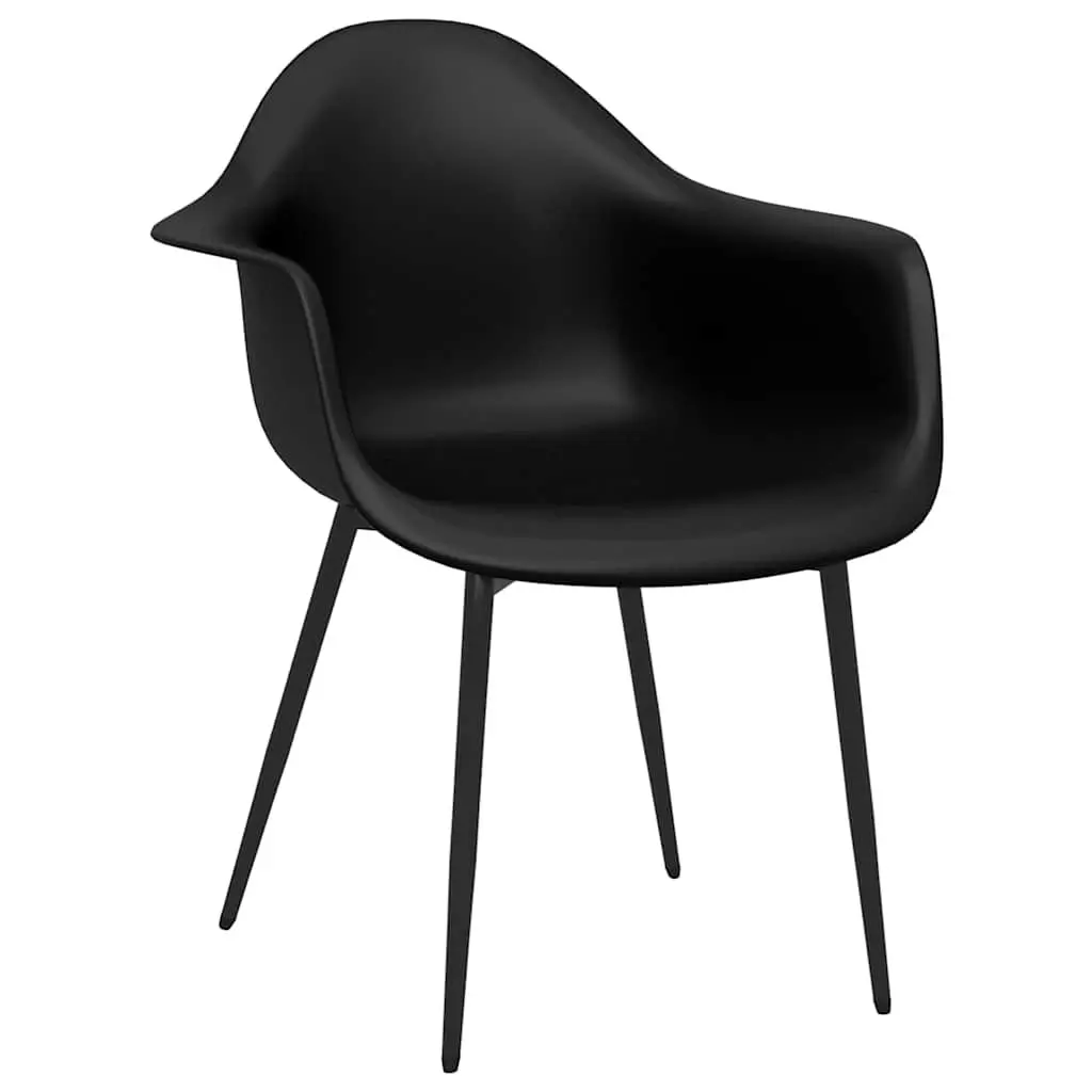 Black Polypropylene Dining Chairs with Metal Legs