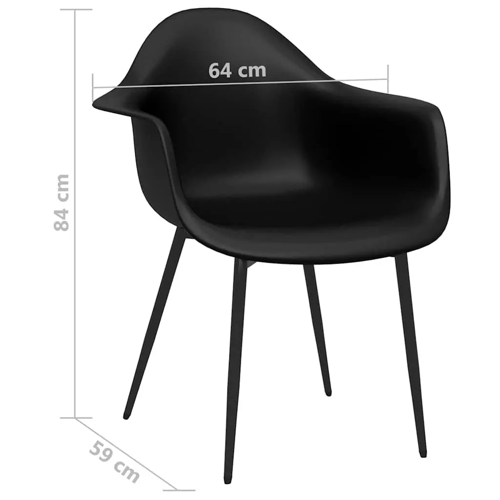 Black Polypropylene Dining Chairs with Metal Legs