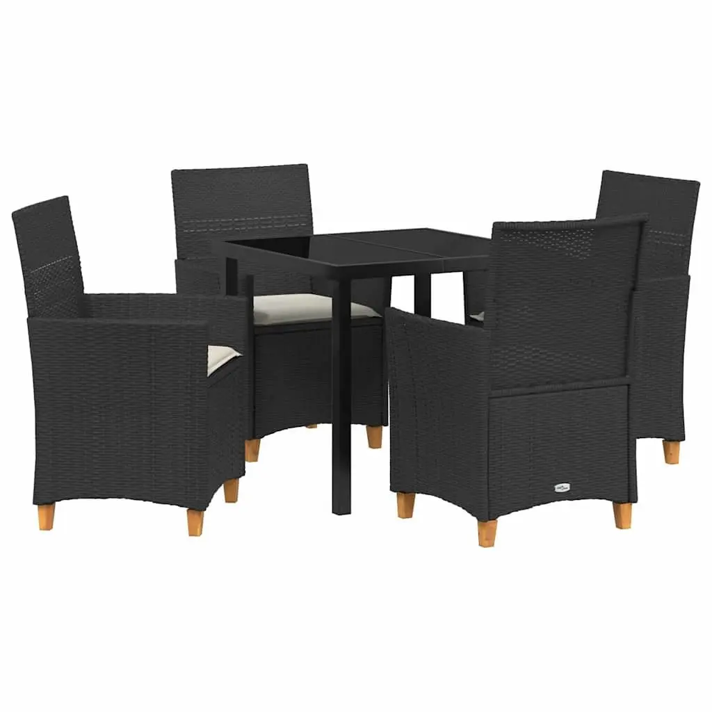 Garden Dining Set Poly Rattan 5 Piece Outdoor Furniture Black