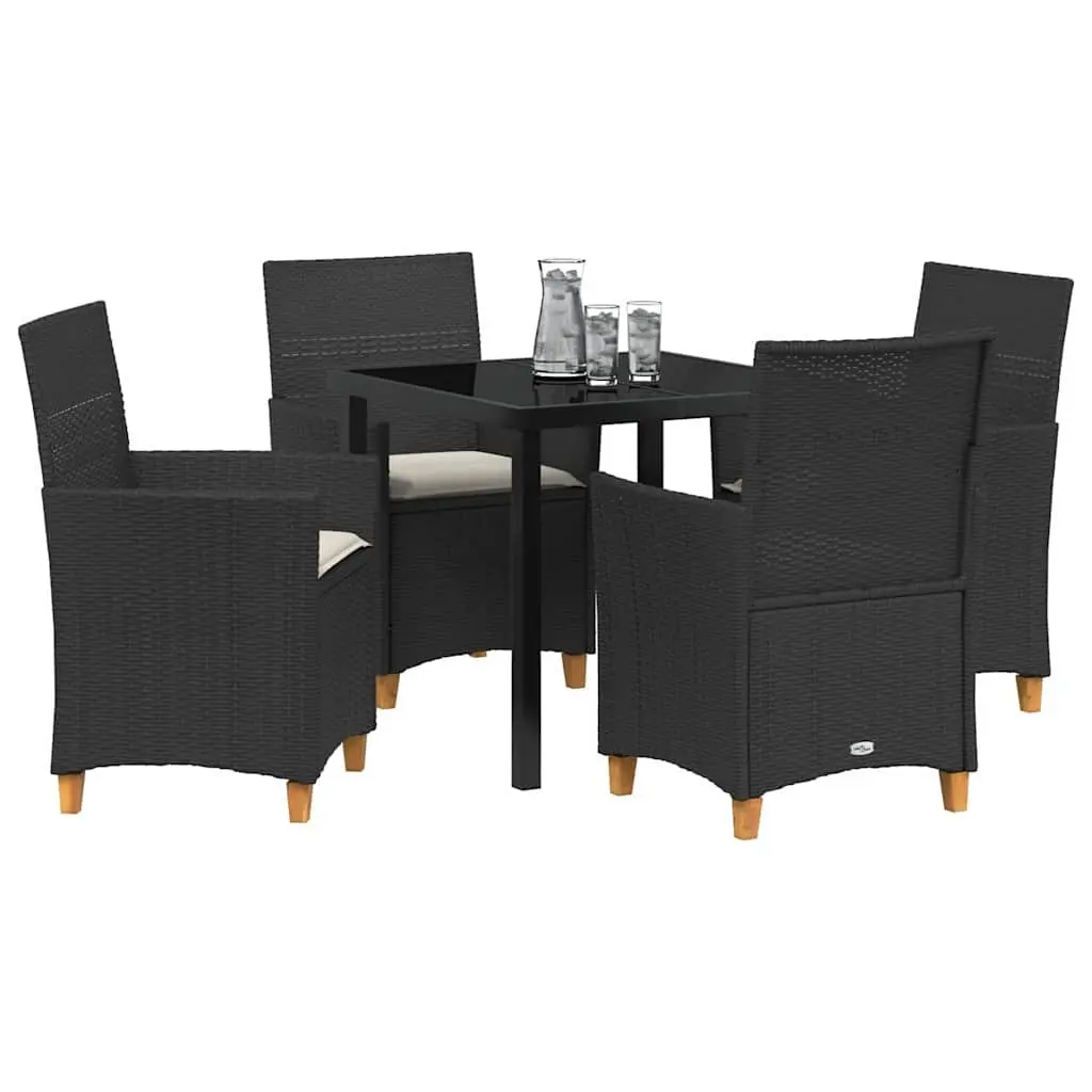 Garden Dining Set Poly Rattan 5 Piece Outdoor Furniture Black