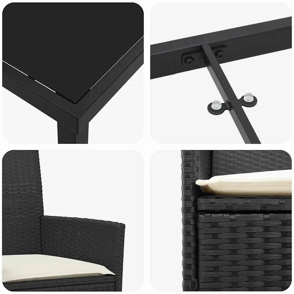 Garden Dining Set Poly Rattan 5 Piece Outdoor Furniture Black