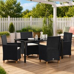 Premium 5-Piece Black Poly Rattan Outdoor Dining Set