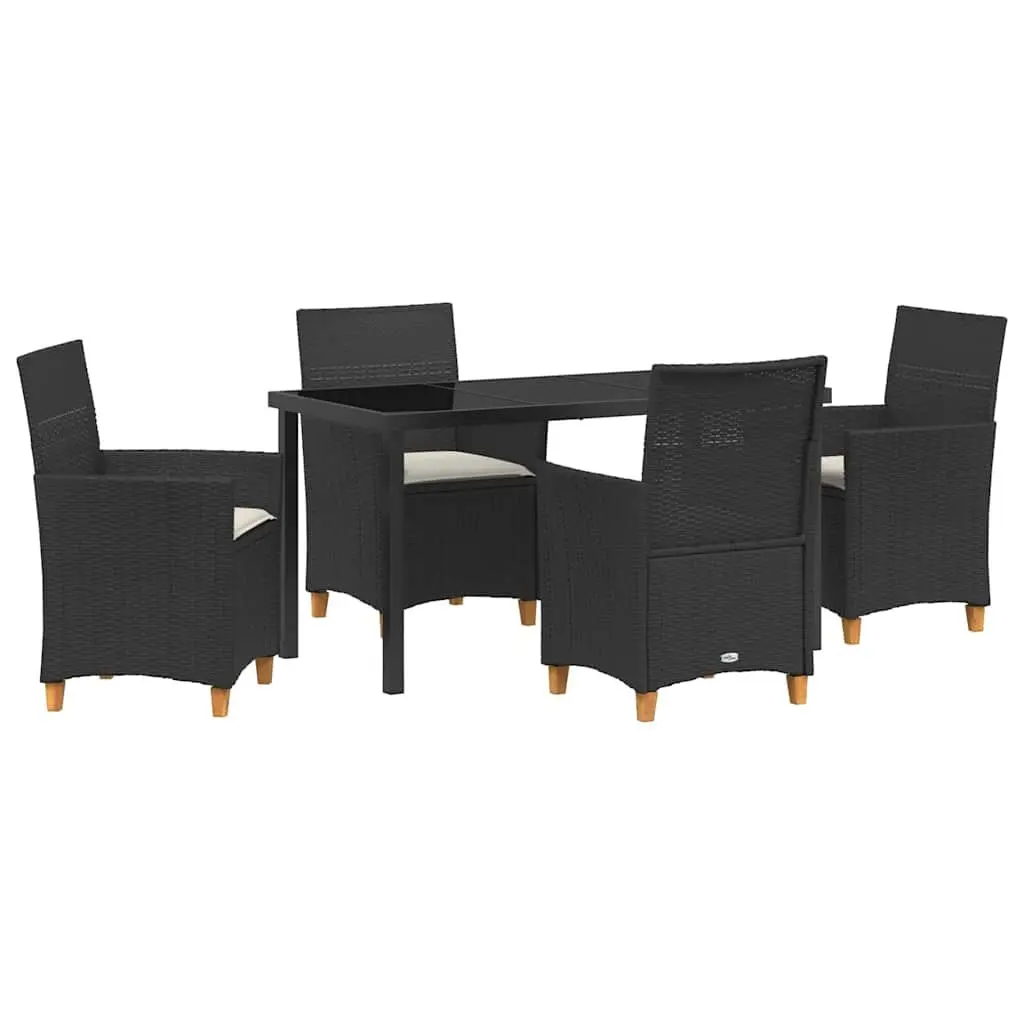 5-Piece Black Poly Rattan Outdoor Dining Set