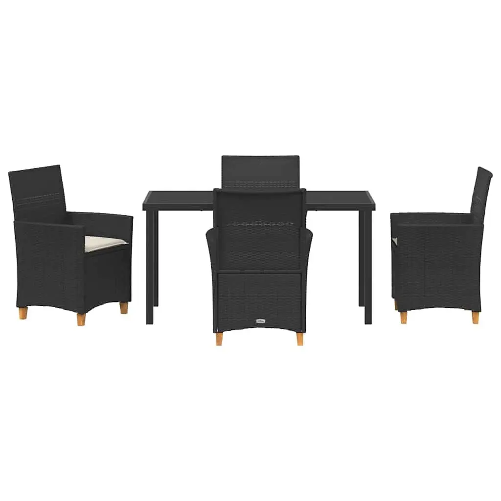 5-Piece Black Poly Rattan Outdoor Dining Set