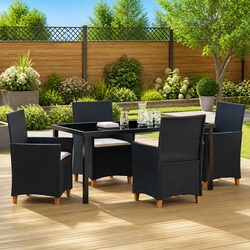 Stylish 5-Piece Outdoor Dining Set in Black Rattan