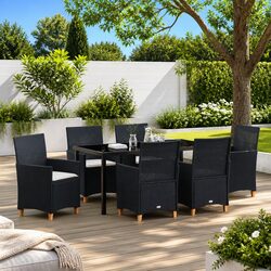 Stylish 7-Piece Garden Dining Set in Black