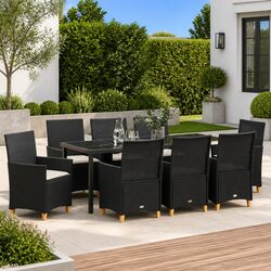 Outdoor 9 Piece Garden Dining Set with Steel Frame