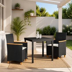 Stylish 3-Piece Garden Dining Set with Steel Frame