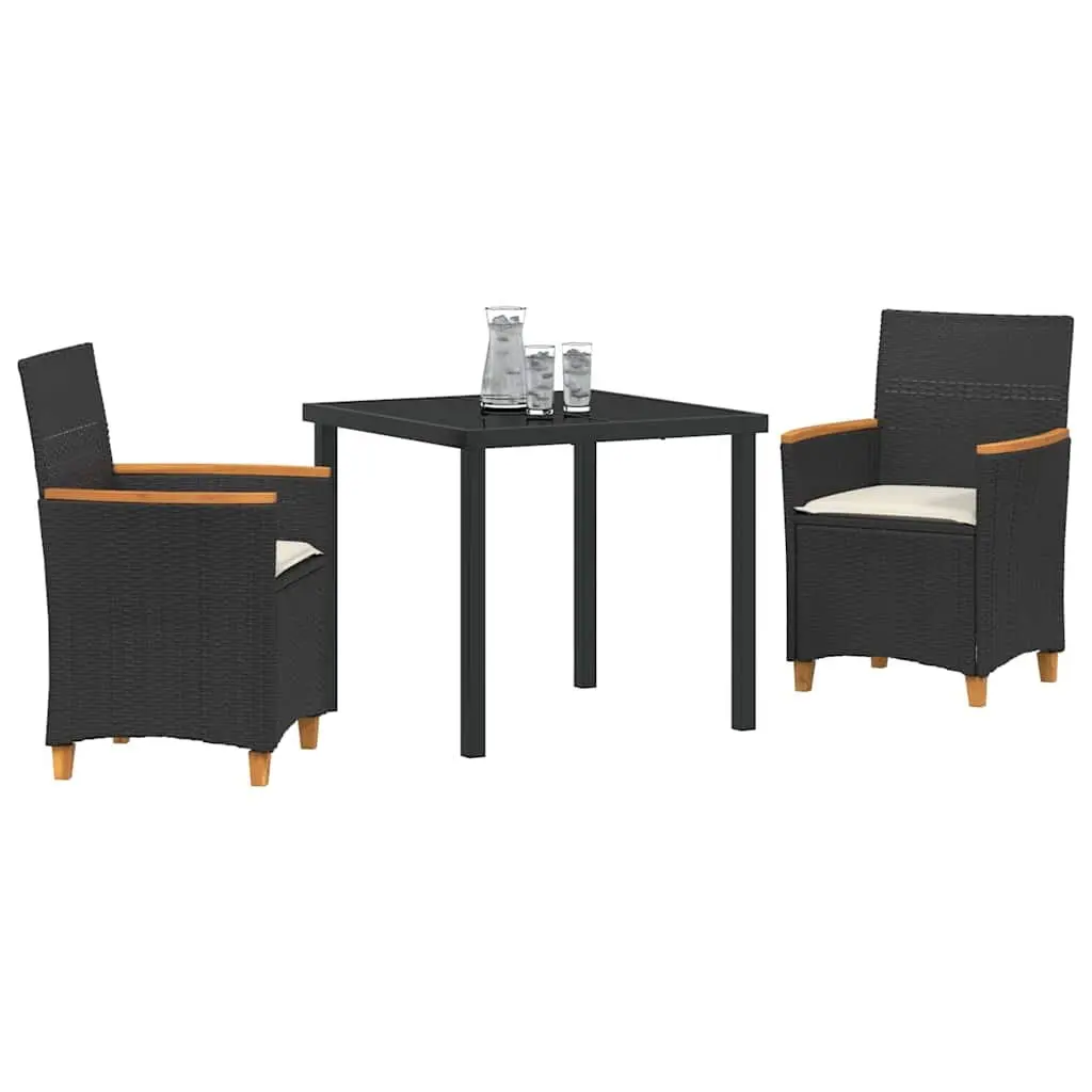 3-Piece Garden Dining Set with Steel Frame