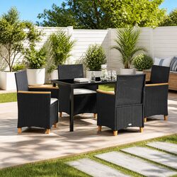 Sturdy 5-Piece Garden Dining Set with Glass Top