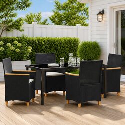 Durable Garden Dining Set 5 Piece with Glass Top Table