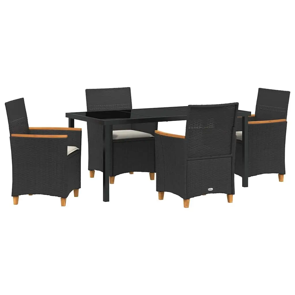 Garden Dining Set 5 Piece with Glass Top Table